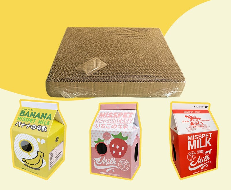 Milk Carton Cat House with Scratch Board